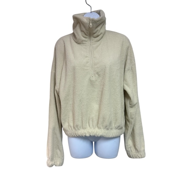 Urban Outfitters Cropped Teddy 1/2 Zip Pullover - Picture 2 of 8